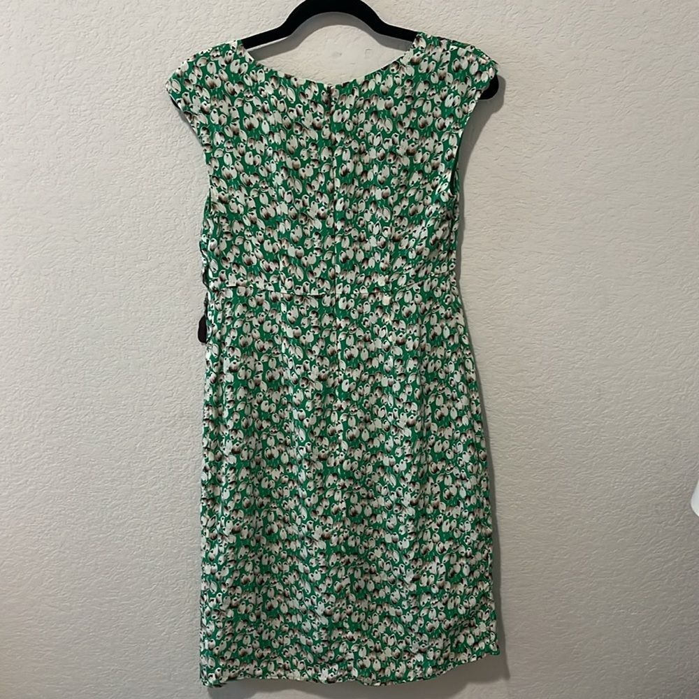 MOULINETTE SOEURS (Anthropologie) Silk Green/Brown Tulip Dress, Size 2 - Picture 5 of 6